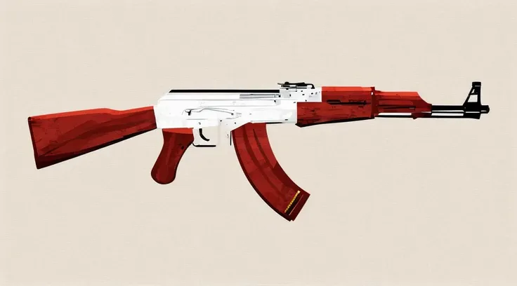 (masterpiece), best quality, ak-47, ((flat illustration))), white background