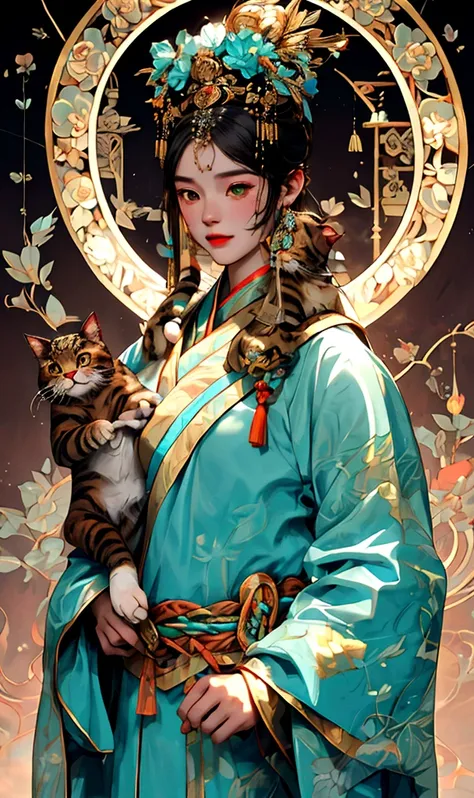 (highly accurate drawing in every detail)(extremely precise representation)upper body,,ancient asia vibe, a stunning hanfu orien...