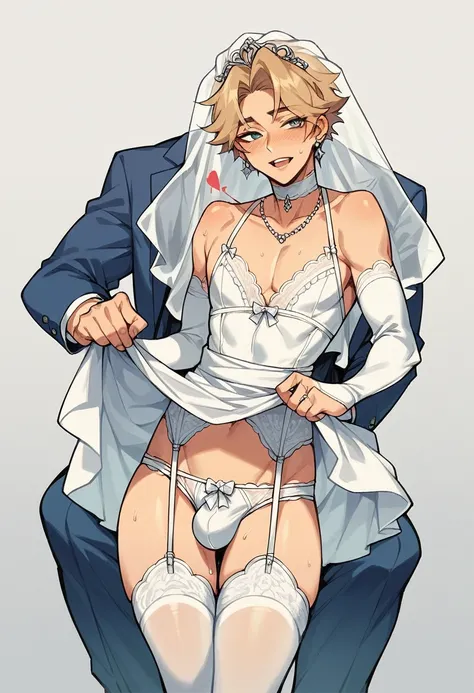 ,a father（he had been brainwashing by his secondson , crossdressing , bride of his secondson, wear sexy lingerie,has first night sex with his secondson ,)