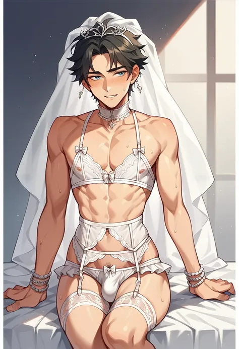 ,a father（he had been brainwashing by his secondson , crossdressing , bride of his secondson, wear sexy lingerie,has first night sex with his secondson ,)