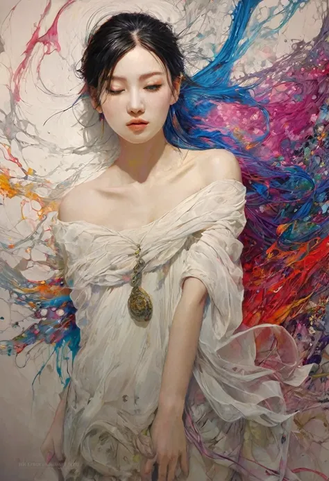 Abstract expressionist Photography abstract beauty, centered, (looking at camera), near perfection, dynamic, moonlight, highly detailed, artstation, concept art, smooth, sharp focus, art by Carne Griffiths and Wadim Kashin. Vibrant brushstrokes, bold color...