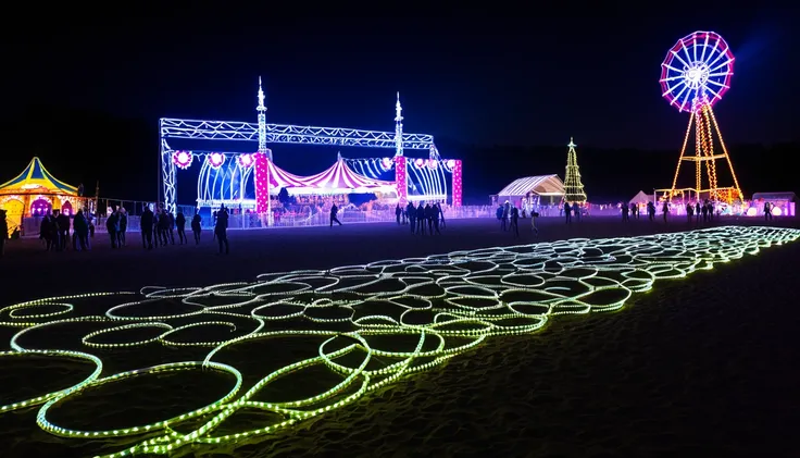 fete foraine illuminée abandonnée la nuit 