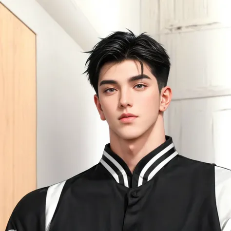 masterpiece, 1boy, adult, handsome, black hair, undercut hair, perfect face, detailed eyes and face, black eyes, clean shaved, muscular, capturing a rural atmosphere, dynamic lighting, unreal engine 5, cat ears