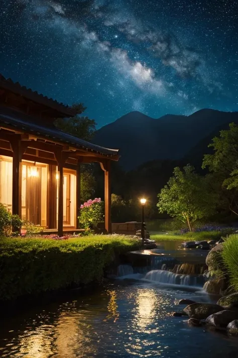 highest quality、Landscape painting、nature、night景、night、moon、Starry Sky