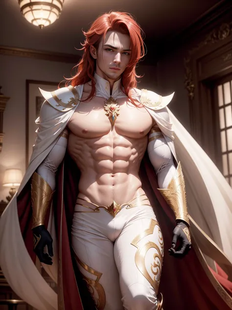 Mesa, Ultra-detailed photo of a beautiful male humanoid dragon, one-way, (((male))), Perfectly drawn face, Wearing a fancy white suit, Ride a red horse with a spear,High-grade gloves, 8K resolution, Realistic, super high quality, Long Hair, Gorgeous and de...