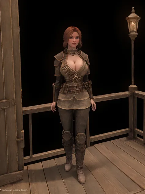 A stunning female breton stands poised on the weathered deck of a majestic ship at night in Skyrim. Her porcelain skin glows softly, illuminated by the warm light of the loghthouse. Delicate features and raven tresses frame her enigmatic smile as she gazes...