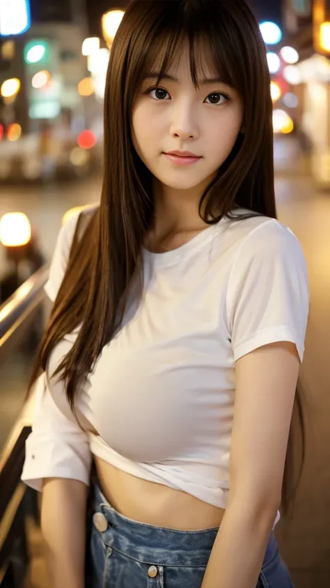 A place where you can enjoy the beautiful city night view、WhiteＴ身穿衬衫的日本少の子Lovely-整った顔,、Large Breasts、若いLovelyアジア人の顔, Beautiful young Japanese woman, Beautiful young Japanese woman, Japanese Girls, Young and cute Japanese face, Lovely - 整った - 顔, Lovely若い女性,...