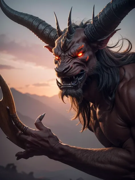 (extremely detailed 8K wallpaper), horned devil, difficult, high detail, dramatic  