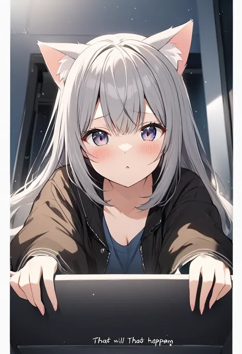 One girl, That will happen, View Viewer, Gray Hair, there is nothing, Cat ear, Cat&#39;s Tail, White shirt, Open clothes, Russian cities, ba-shiroko