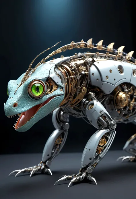 Futuristic lizard cyborg, Mechanical Lizard, robot, There is no art, highest quality, masterpiece,