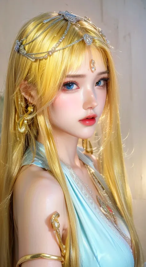 Game Art，Best image quality，Maximum resolution，8k，(A half-length photo)，(portrait)，(Head close-up)，(Rule of Thirds)，Unreal Engine 5 rendering works，20 year old girl，((Queen))，The eyes are very detailed，(Large Breasts)，Elegant and noble，Light，Light line tra...