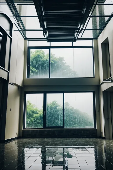 Beautiful raining inside building