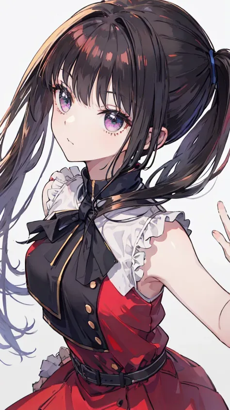 red dress、black hair、ponytail、cute、8k、nero