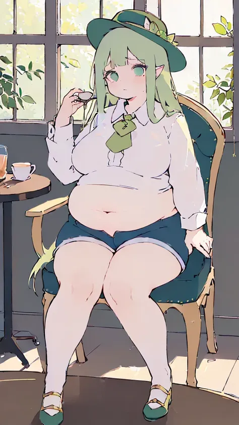 (flat:1.5),(cafe, window, sunlight, table, chair, sedentary:1.5) (big ass, thick thighs:0.7), (warm light source:1.2), intricate details, volumetric lighting, Realism BREAK(masterpiece:1.2), (top quality), 4K, ultra detail, (Dynamic configuration:1.4), Ver...