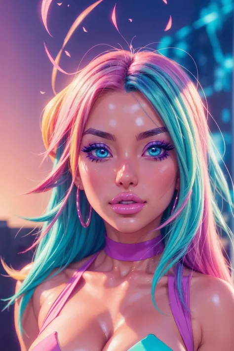 anime girl with colorful hair and a colorful dress, rossdraws pastel vibrant, rossdraws cartoon vibrant, anime style 4 k, beautiful anime portrait, artgerm colorful!!!, ! dream artgerm, beautiful anime girl, anime styled digital art, anime art wallpaper 4k...