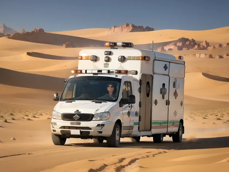  (in desert:1.5) , (ambulance:1.5)