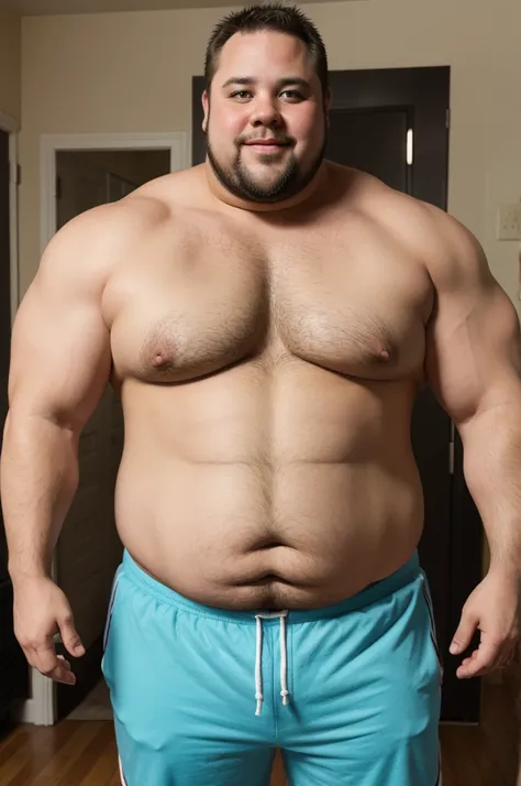 Transformation from a fat guys with man-boobs to muscle man
