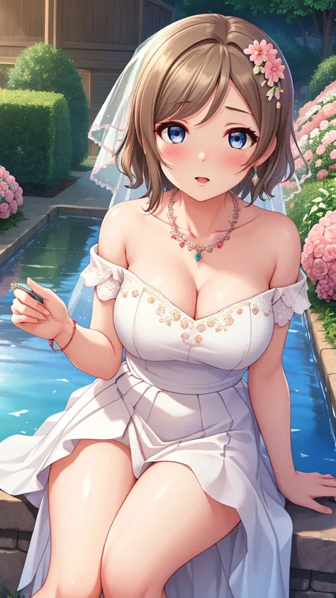 (masterpiece), 8k wallpaper, solo, watanabe you, game cg, beautiful detailed face and eyes, perfect anatomy, standing, outside, ...