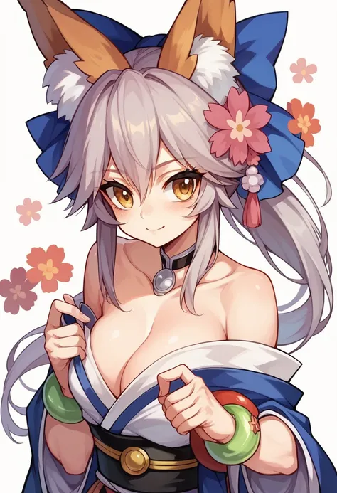 Tamamo-no-Mae、cute、sexy、Real、Japanese style、Gray Hair