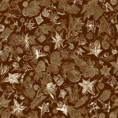 create a watercolor print pattern background in light sepia tones. a pattern with the following elements: christmas stars