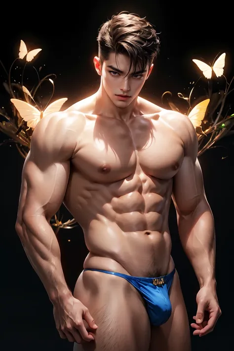 (8K, RAW photos, Highest quality) masterpiece, 1 boy, 18 years old, Asian muscular man Look at the audience, standing, spoiled style pose ((sexy style, lust style)),showing his big, muscular breasts, puffy nipples  , sexy six pack, narrow waist, Handsome, ...