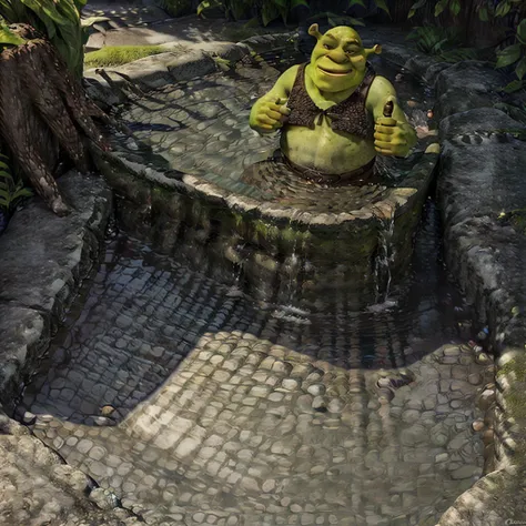 shrek tomando banho