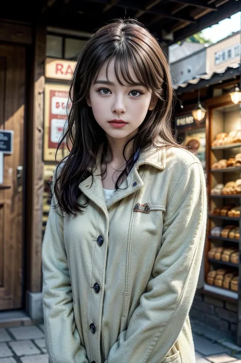  (8K, RAW photo, highest quality, masterpiece:1.3), (realistic, photo-realistic:1.4), (Highly detailed 8K wallpaper), sharp focus, Depth of written boundary,
 japanese idol,very cute, (coat:1.3),(Medium hair: 1.3), Upper body, highly detailed face and eyes...