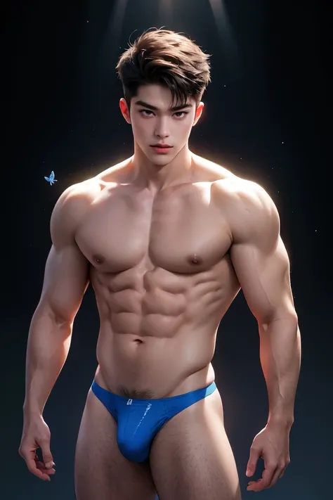 (8K, RAW photos, Highest quality) masterpiece, 1 boy, 18 years old, Asian muscular man Look at the audience, standing, spoiled style pose ((sexy style, lust style)),showing his big, muscular breasts, puffy nipples  , sexy six pack, narrow waist, Handsome, ...