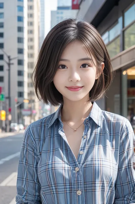 Flying debris、highest quality、shape、 Very detailed、Fine details、 High resolution、8K Dende Wallpaper、Perfect dynamic composition、27歳のpretty girl、pretty girl、Beautiful face in every detail、Small and cute eyes、Textured skin、A modest smile、Wavy short hair、Smal...