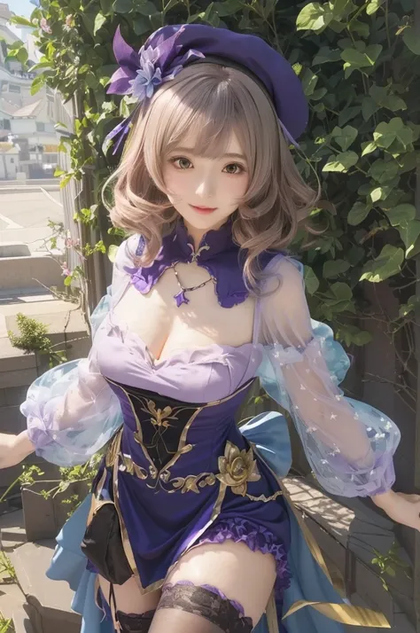 anime girl in a purple dress and hat posing for a picture, granblue fantasy, cute anime waifu in a nice dress, kawacy, beautiful alluring anime woman, beautiful anime girl, attractive anime girl, beautiful anime woman, lisa genshin impact, seductive anime ...