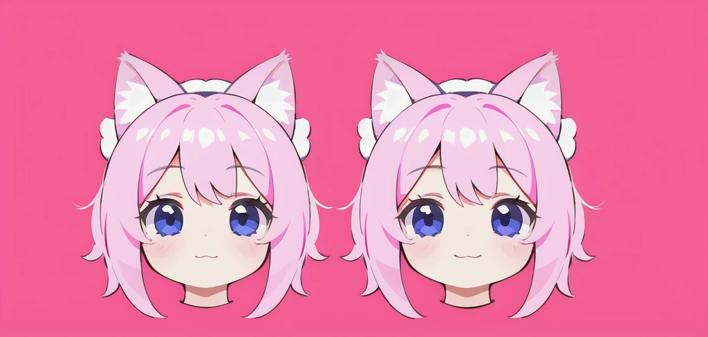 1 girl, cat ears, cat tail ，Positive face，Full body photo of character，Stay，Pink hair，simple background，clothes different，（positive face）（Layered）（dividing）（parts separadas）（decorar）（cabelo）（Diagrama of reference）

