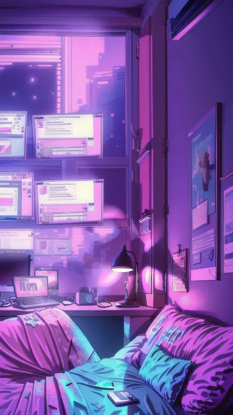 pink theme, style anime, computer, living room, in the computer screen is chart stock night light , (Highly detailed:1.2), (warm light:1.2), masterpiece, ultra realistic,32k, extremely detailed CG unity 8k wallpaper, best quality  (masterpiece,best quality...