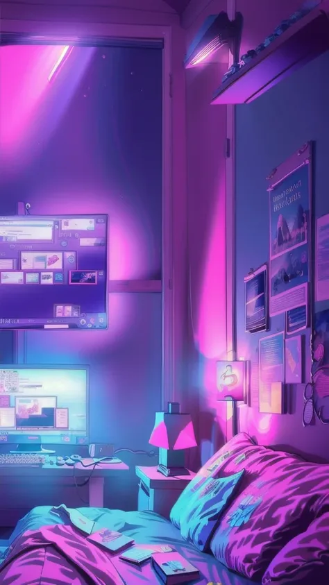 pink theme, style anime, computer, living room, in the computer screen is chart stock night light , (Highly detailed:1.2), (warm light:1.2), masterpiece, ultra realistic,32k, extremely detailed CG unity 8k wallpaper, best quality  (masterpiece,best quality...