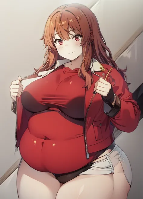 Raphtalia, huge, fat, ears, brown and red clothes, clothess neck, obese, ears and tail