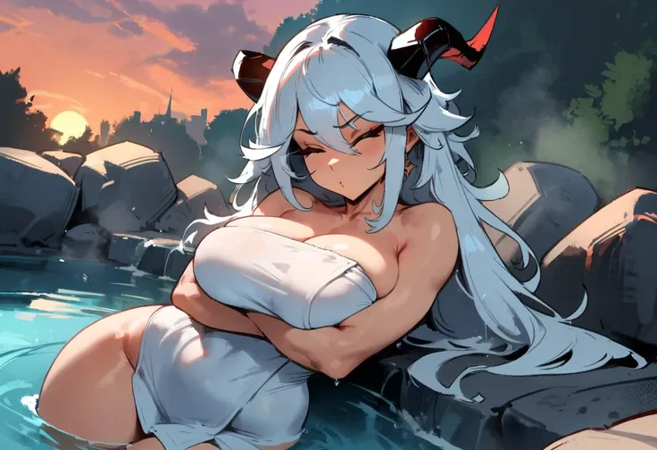 1girl, aegir (azur lane), azur lane  masterpiece, best quality, very aesthetic, absurdres, newest  perfect anatomy, slim body, ,perfect hands, , ,  by nyantcha,,by cutesexyrobutts,by khyle ///// , , , silvery white hair with a single prominent red streak ,...