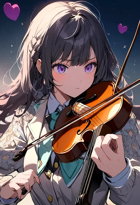 High school girl playing the violin at school