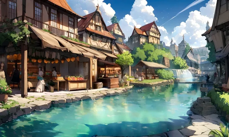 ((((masterpiece, Best Quality, High resolution)))), High detail, manga，anime，Illustrated style，Use of bright colors，Ghibli Studio「Howl&#39;s Moving Castle」The colors are like those used in daytime scenes., Medieval European fantasy worldview, Türkiye, Pamu...