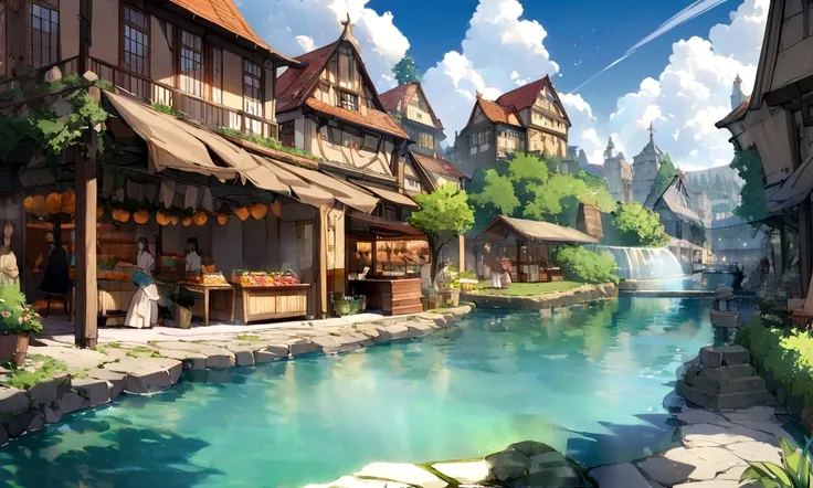 ((((masterpiece, Best Quality, High resolution)))), High detail, manga，anime，Illustrated style，Use of bright colors，Ghibli Studio「Howl&#39;s Moving Castle」The colors are like those used in daytime scenes., Medieval European fantasy worldview, Türkiye, Pamu...