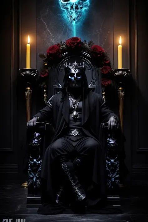 **Enter the realm of Hades, God of the Underworld, in his throne room of obsidian and shadow. Crowned with a wreath of black roses, he sits upon his throne of bones, eyes piercing through the darkness with an aura of eternal wisdom and solemnity. Souls swi...