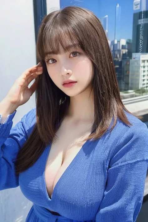 ((highest quality、8k、masterpiece:1.3))、detailed 女性:1.3、(Medium Hair、Huge boobs:1.4)、Clothes that accentuate the bust、Open-chested clothing、Clothes with exposed shoulders、超detailed、detailed、eyelid、Tokyo cityscape、Cleavage:2