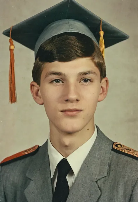 color photo. Male 20 years old. Portrait photo from a graduation album in the USSR in the 1980s Highly detailed