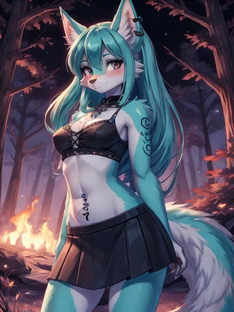 Chica anime, anime style, cute hatsune miku x suicune, shy girl , Orejas de Kitsune, arte de dark natasha, autum forest landscape, arte de vixen aztra, cuerpo completo, patas hermosas, cintura delgada, caderas amplias, piernas torneadas, hermosa, foto de c...