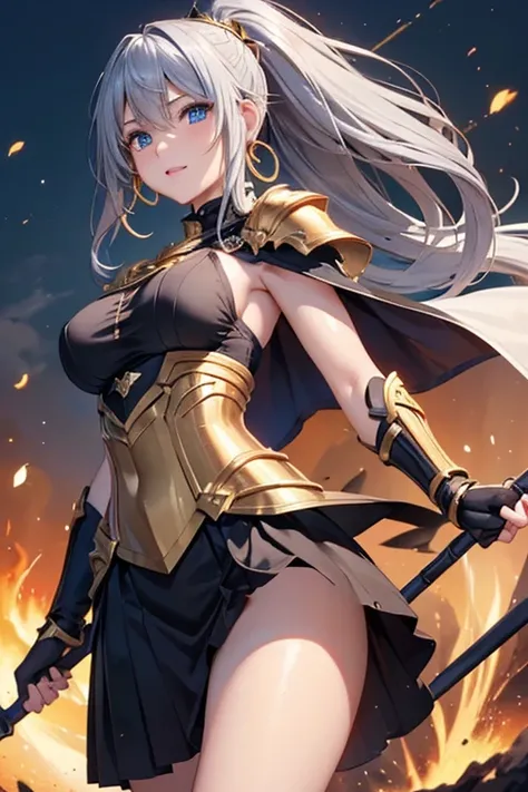 #Basics A girl is posing for a photo, animeのかわいい女の子, (((One Girl, Baby Face, 16 years old))), 
BREAK 

#Clothing Accessories 
((Gold on black)Armor with a flame motif:1.4 : (Gold on black)Gauntlet of:1.4 + (Gold on black)Breastplate:1.4 + (Gold on black)Ch...