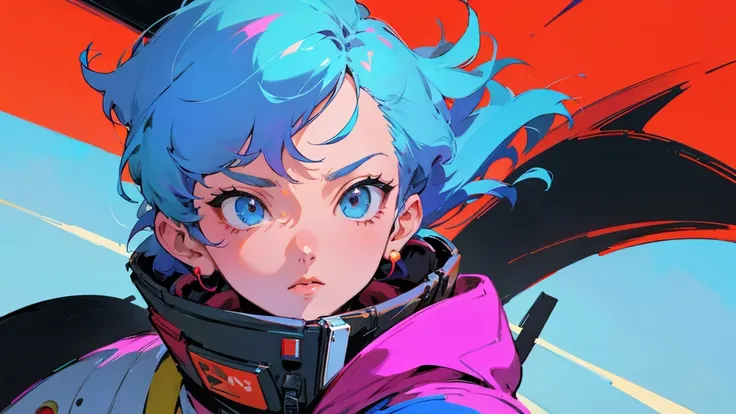 A cartoon character wearing a space suit and flying an airplane, Portrait Anime Astronaut Girl, Pilot Girl, cute Pilot Girl, Lo-fi Girl, Akira art style, Macross Style, Akira-style illustration, style of akira motion movie, M cross, Akira Vibe, Inspired by...