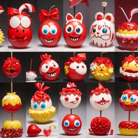 Making candy apples into mascot characters