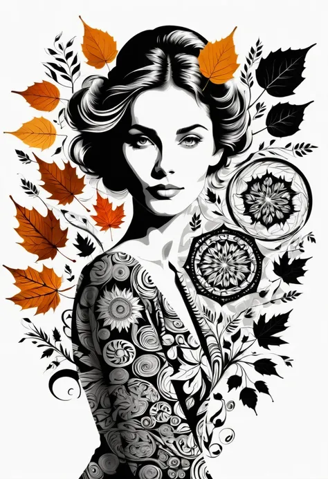 Silhouette Style Nude, A beautiful back, Cozy autumn themed Batik Art, Gorgeous geometric shapes, Wheels within wheels, pattern, autumn, point, batik, Fall Decorations, autumn elements
. High contrast, Simplicity, black and white, Stark, Dramatic