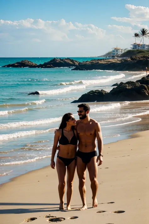 Una pareja en la playa 