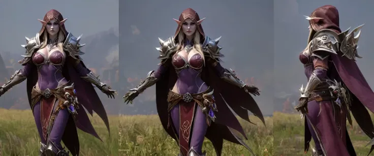 Sinevau Sylvanas Windrunner,((masterpiece)),(Best quality),award-winning,trending on artstation Cinematic,ideal body proportions,whole body,side view