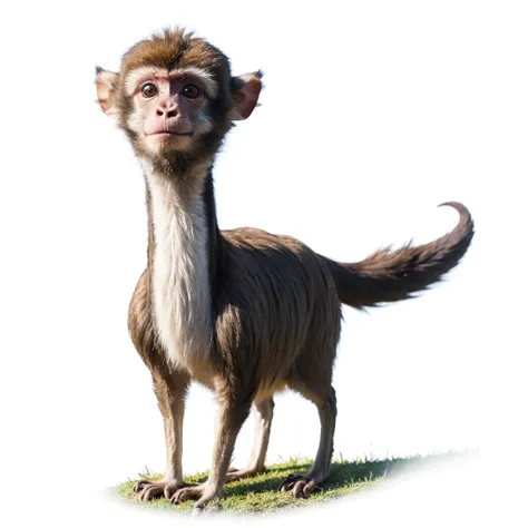 Small Animal, emu mixed with monkey, has beard, small eyes, Grassroots