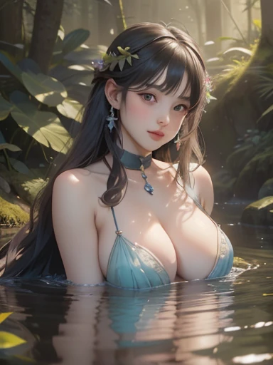 (best quality, 4k, 8k, highres, masterpiece:1.2), ultra-d etailed,(realistic, photorealistic,photo-realistic:1 .37), portrait of fairies,enjoying water play in a beautiful r iver in the forest,fairy with detailed face and hands, enchanted woodland scene, s...